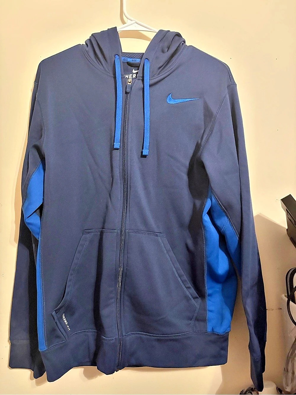 Nike Therma-FIT Full-Zip Hoodie Blue & Black Small